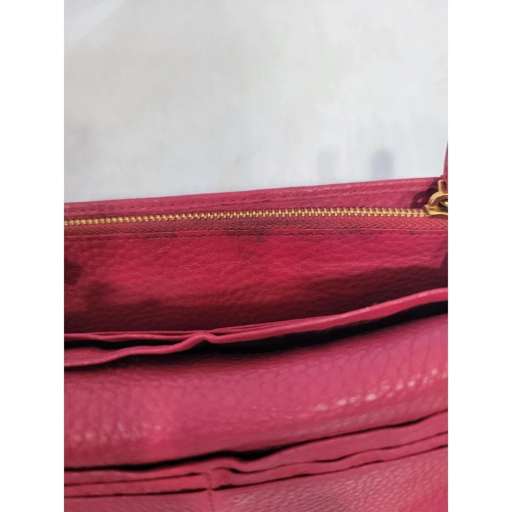 Prada Pink Pebbled Leather Continental Wallet CheckCheck Verified - Picture 8 of 16